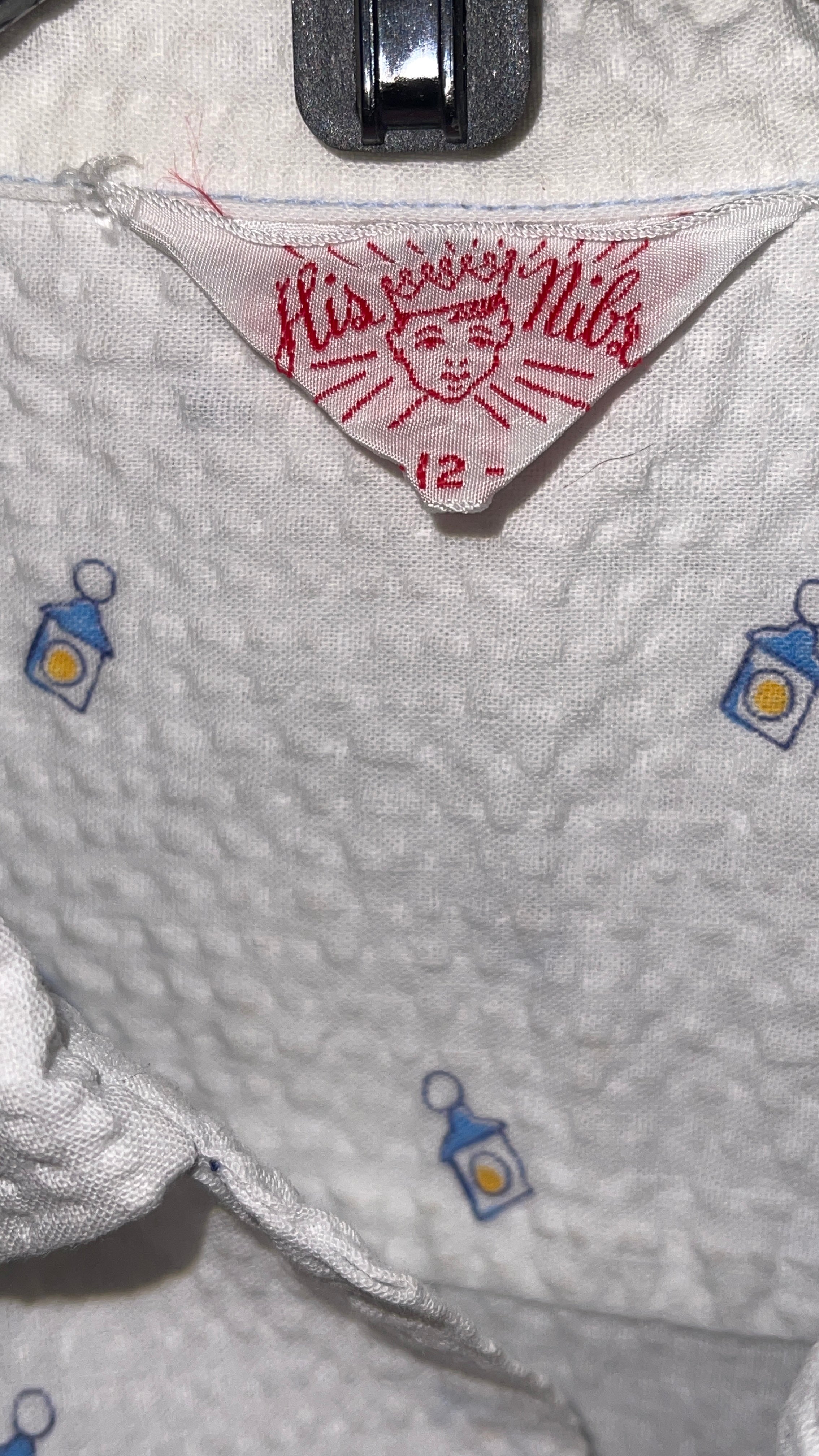 BOYS Vintage 50s Seersucker Shirt w/ TRAINS Chest 32"