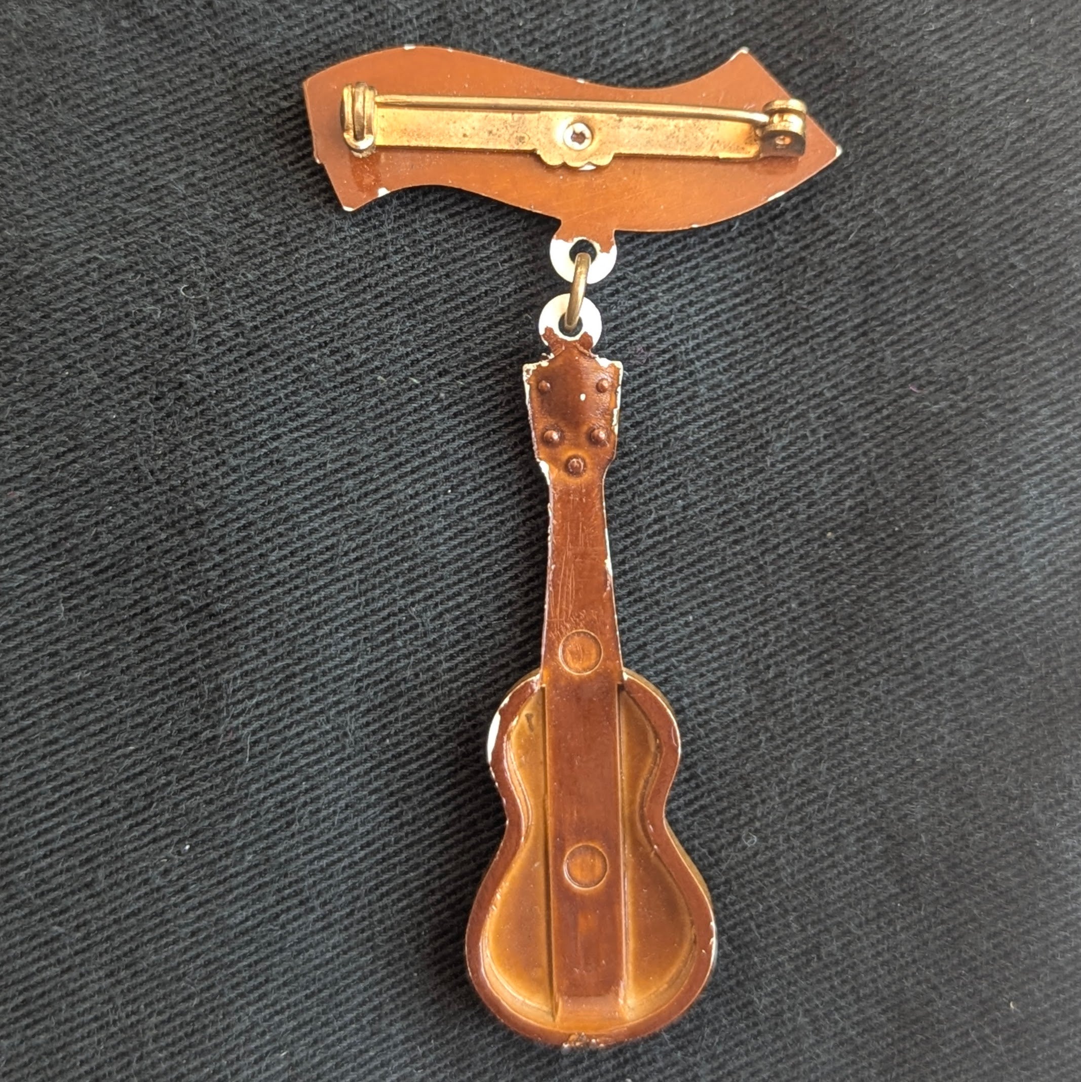 Vintage 1950s Celluloid Guitar Pin