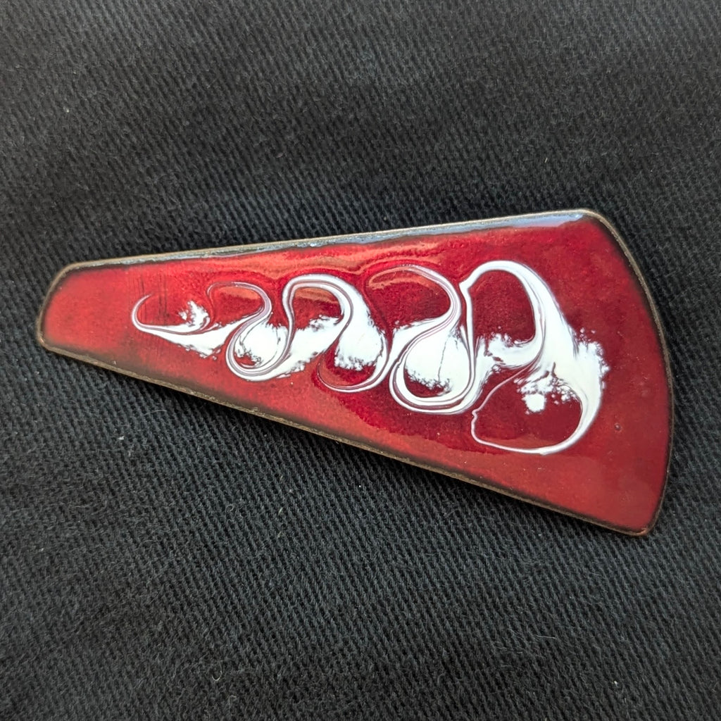 Vintage 1950s Enamel on Copper Boomerang Pin