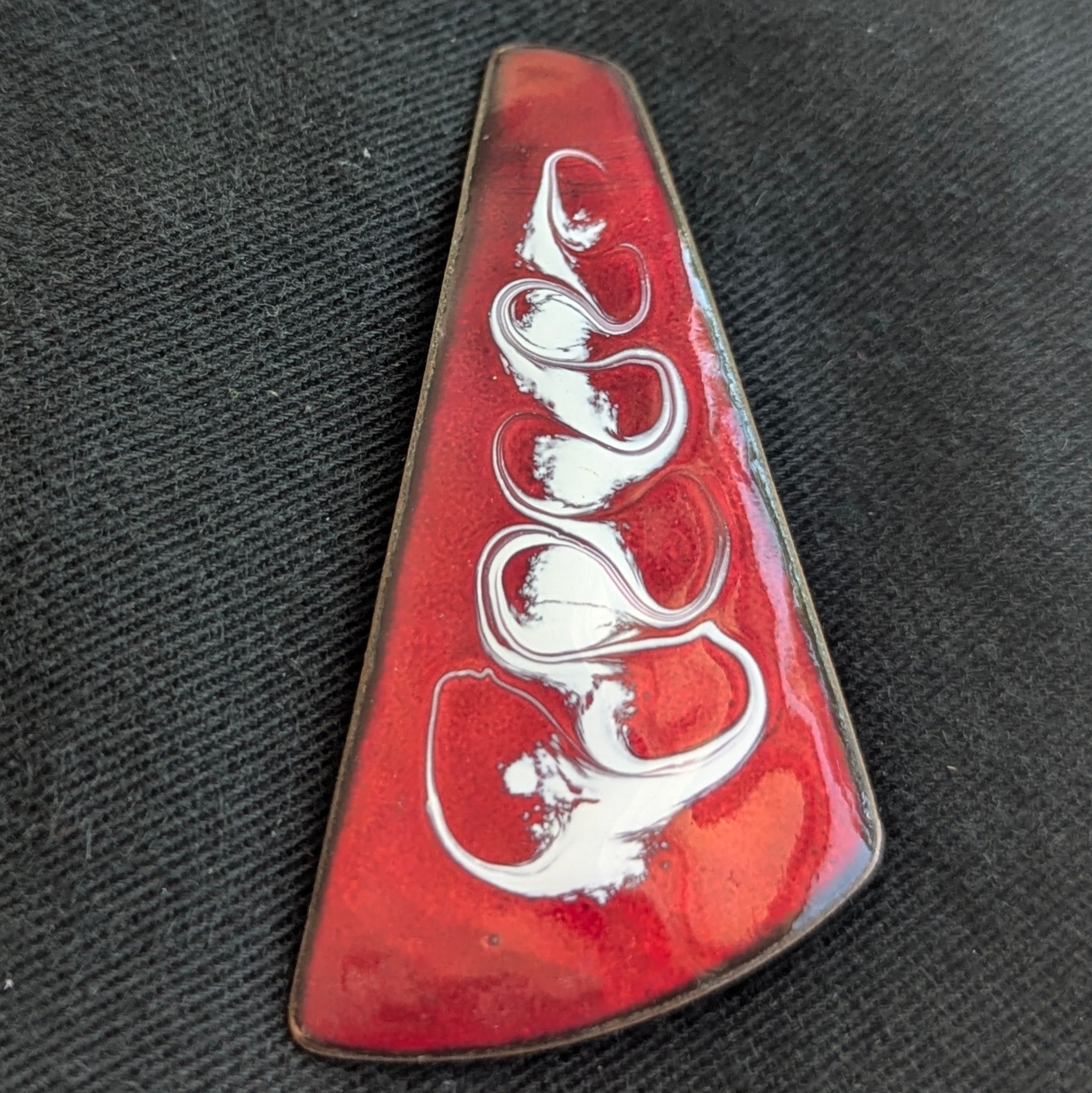 Vintage 1950s Enamel on Copper Boomerang Pin