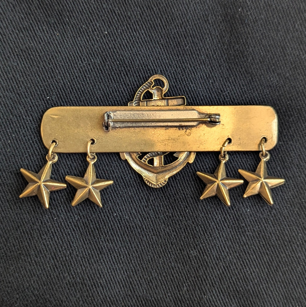Vintage 1950s Nautical Bar Pin with Charms Anchor
