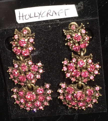 HOLLYCRAFT Pink Dangle/Drop Earrings 1950's
