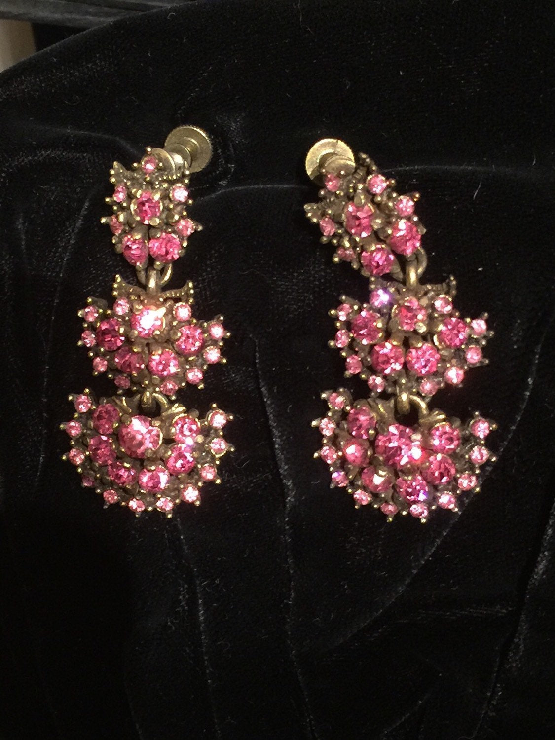 HOLLYCRAFT Pink Dangle/Drop Earrings 1950's