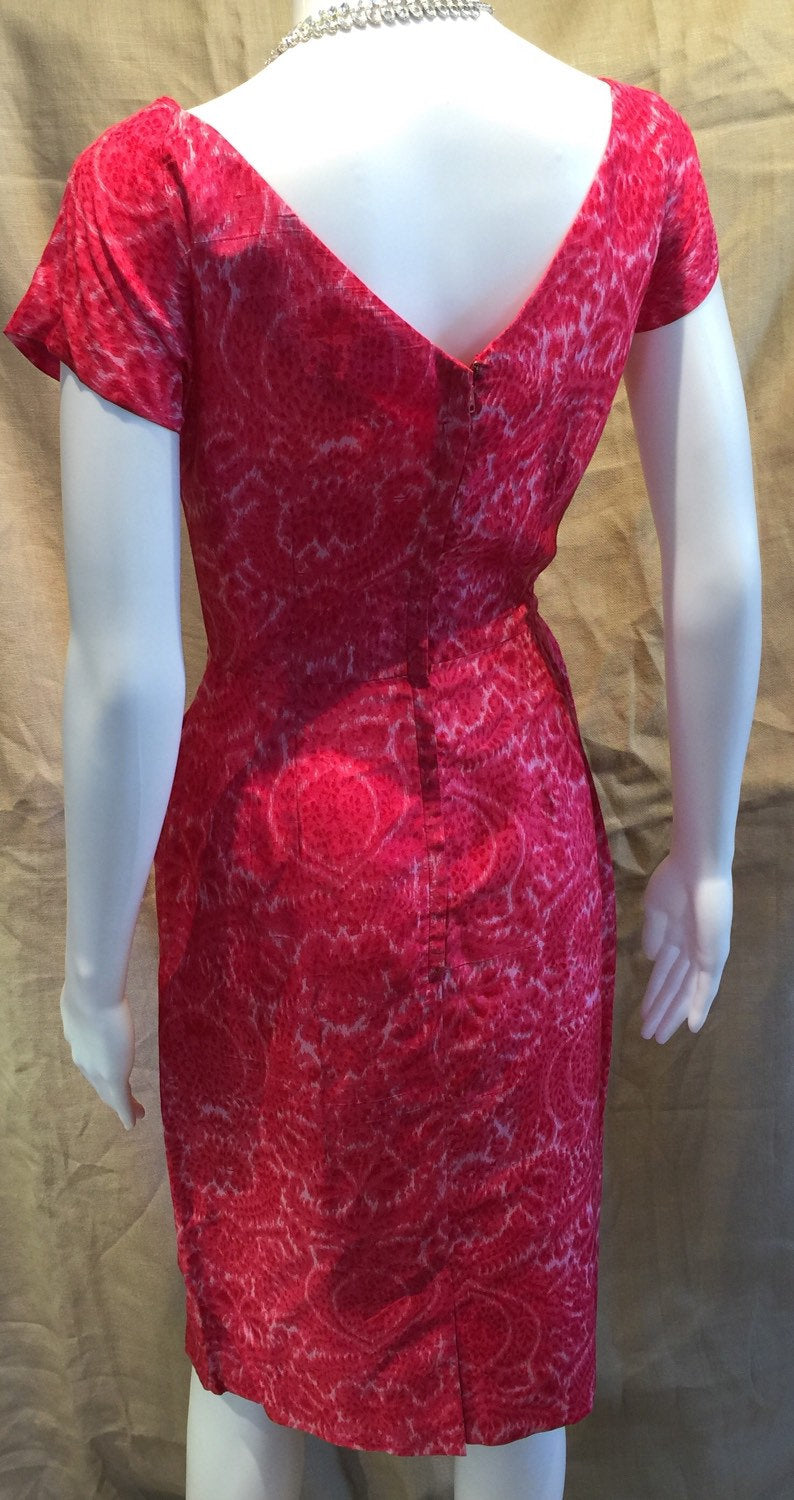 Pink Silk Print WIGGLE Dress with Jacket