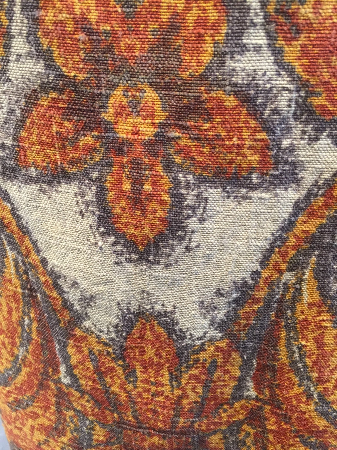 1970's Printed Linen Shift Dress Earth Tones 38-35-40