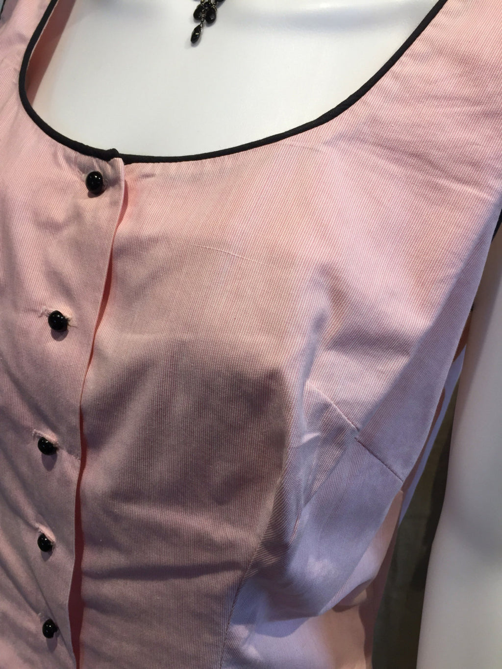 VTG Button afront Tank Top Blouse Pink & Black 40"-32"