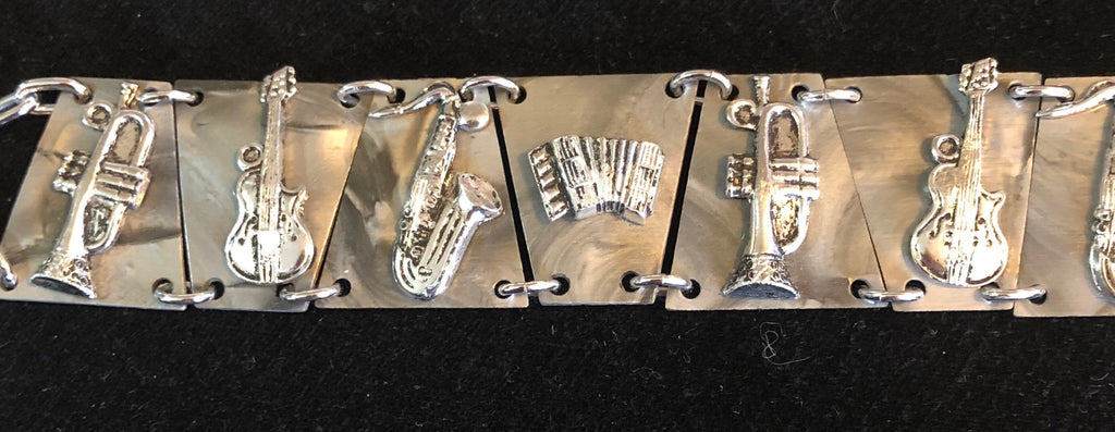 1950s Musical Instruments LUCITE Bracelet Big Band Swing Dancers