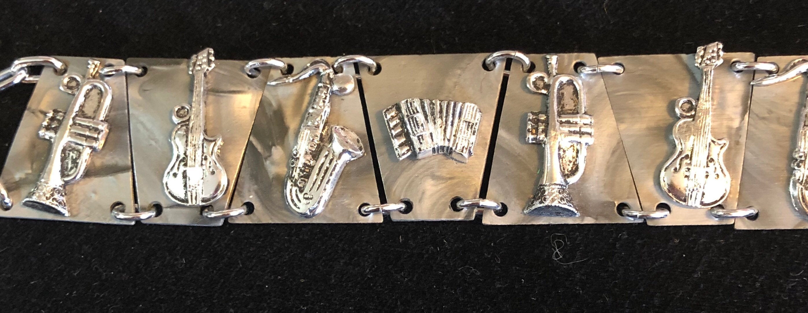 1950s Musical Instruments LUCITE Bracelet Big Band Swing Dancers