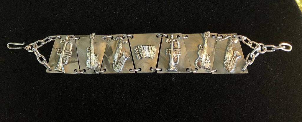 1950s Musical Instruments LUCITE Bracelet Big Band Swing Dancers