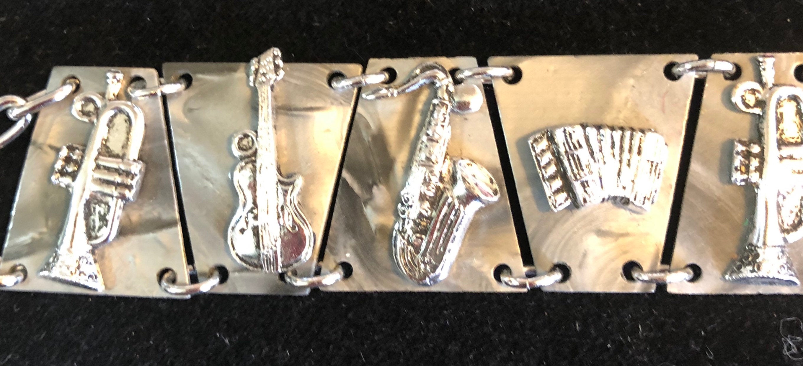 1950s Musical Instruments LUCITE Bracelet Big Band Swing Dancers