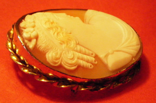 Quality Hand Carved Shell Cameo Pin/Brooch, Classic Profile PIN or PENDANT