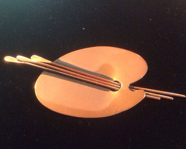 50s RENOIR Copper Artist Palette Pin / Brooch