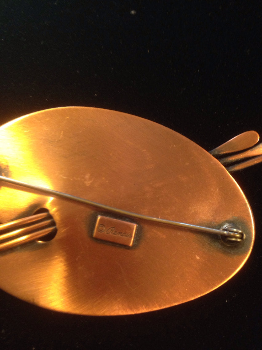 50s RENOIR Copper Artist Palette Pin / Brooch