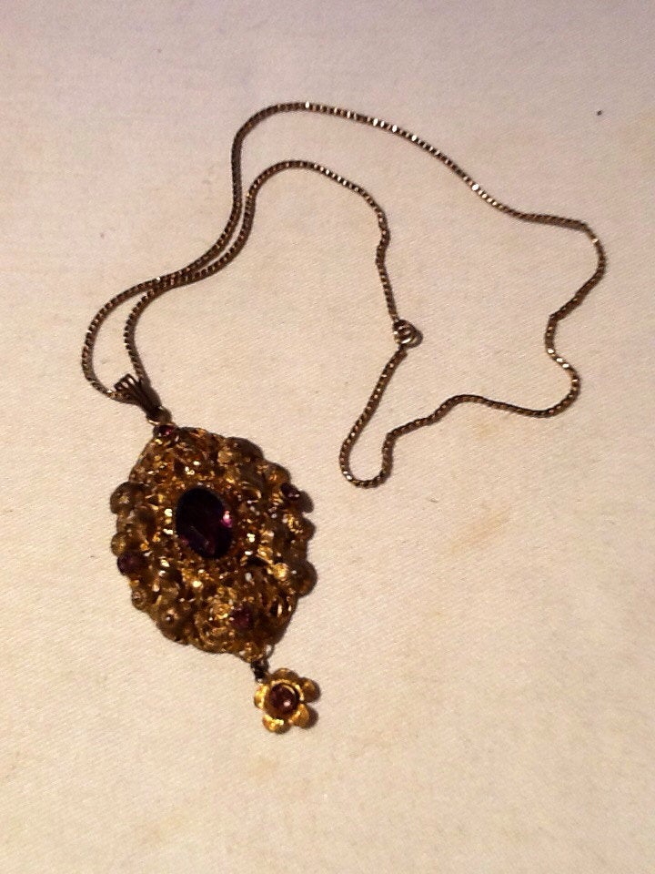 Victorian Fancy Pendant with Purple stones