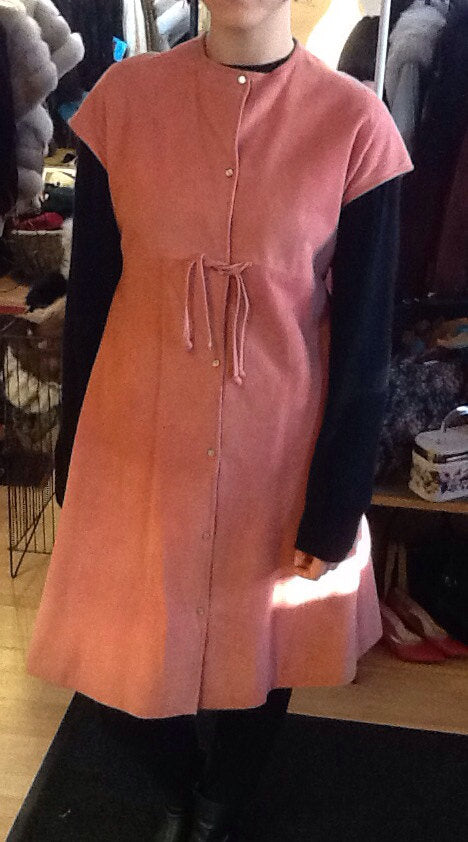 70s SILS by Bonnie Cashin Pink Suede Jumper Dress