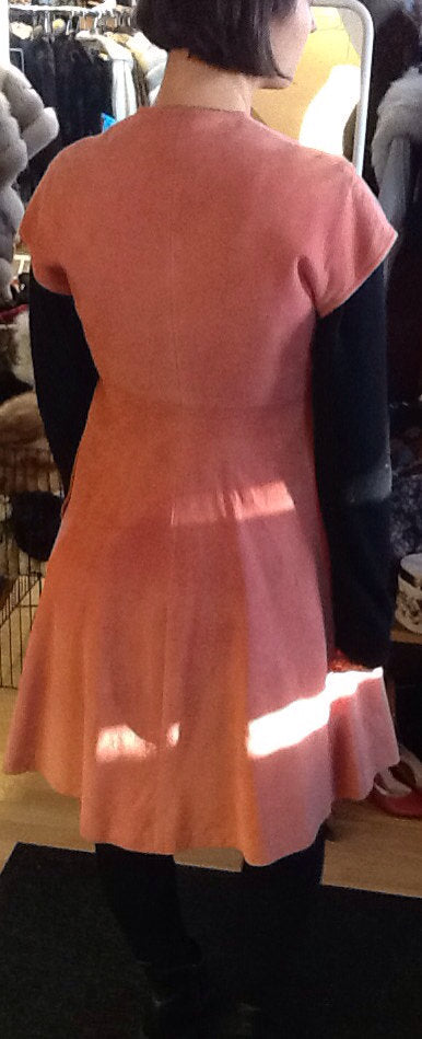 70s SILS by Bonnie Cashin Pink Suede Jumper Dress