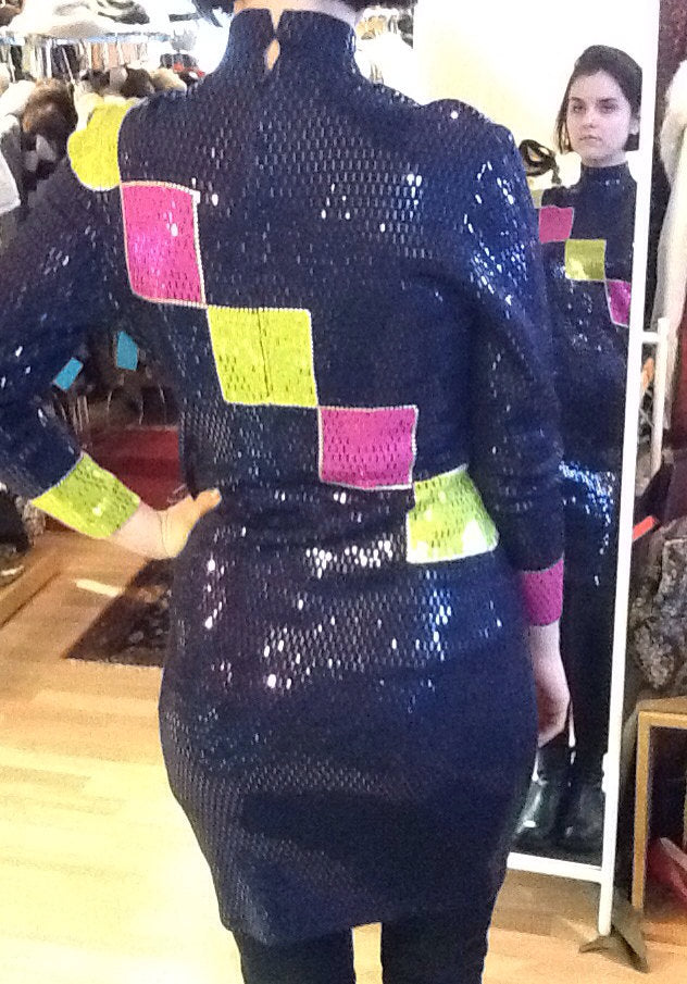 St John Knit by Marie Gray Color Block Op Art Dress