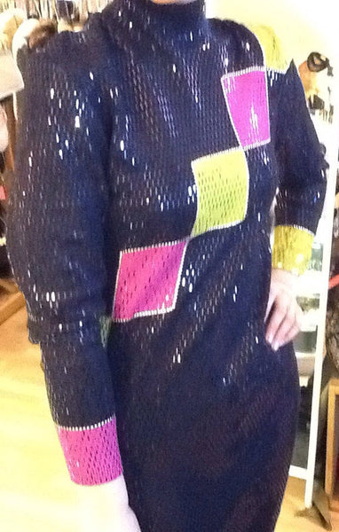 St John Knit by Marie Gray Color Block Op Art Dress
