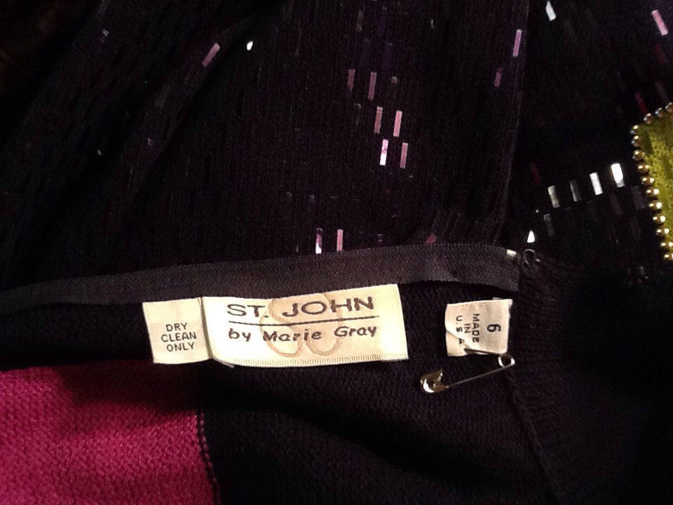 St John Knit by Marie Gray Color Block Op Art Dress