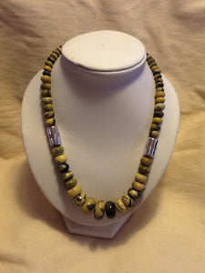 Genuine Agate Stone & Sterling Bead Necklace Adjust 18-20"