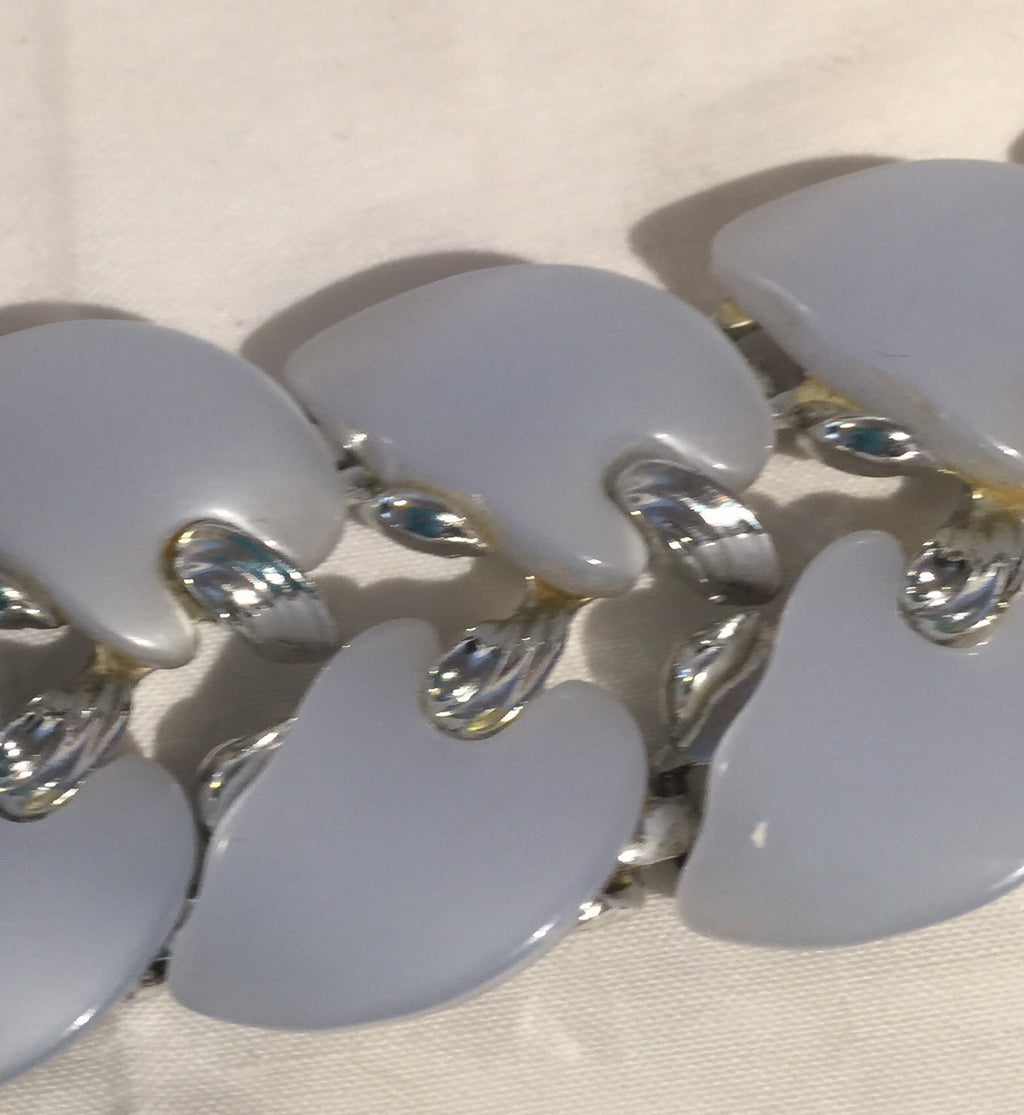 50s Claudette Lucite Links Bracelet Baby Blue 7.5" long