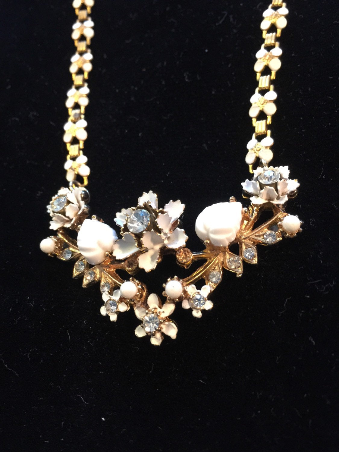 Vtg Pretty Floral Necklace Bridal Fancy