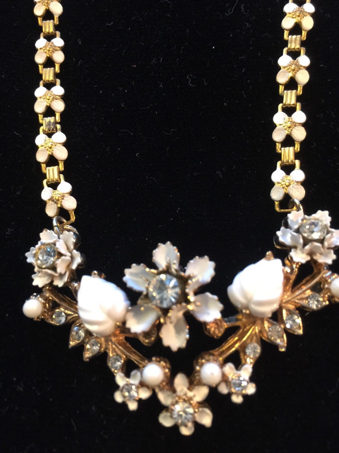 Vtg Pretty Floral Necklace Bridal Fancy