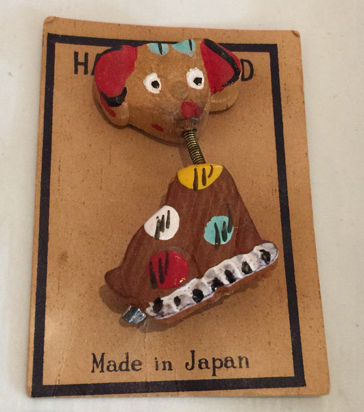 1930's TREMBLER Dog Pin Hand Painted Japan