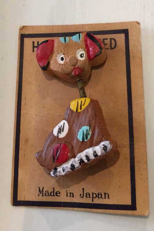 1930's TREMBLER Dog Pin Hand Painted Japan