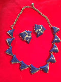 50's Blue Lucite Necklace & Earrings Set