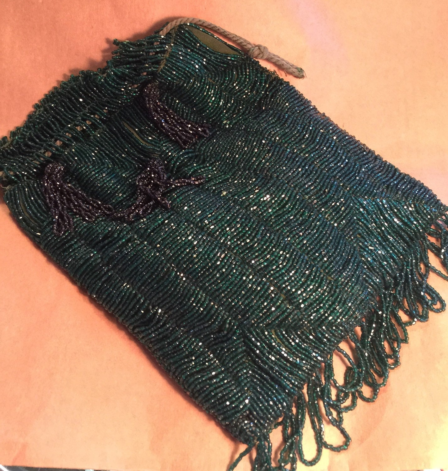 1920's Beaded Purse with Fringe / Downton Abbey/ Wedding/Formal