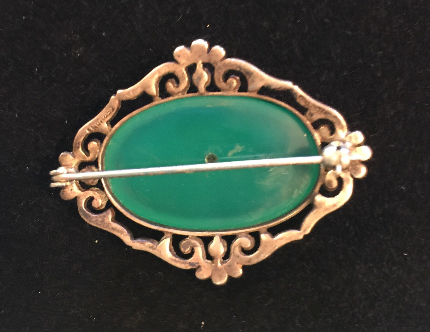 1920's MARCASITE & Crystaphase Sterling Pin Brooch Germany