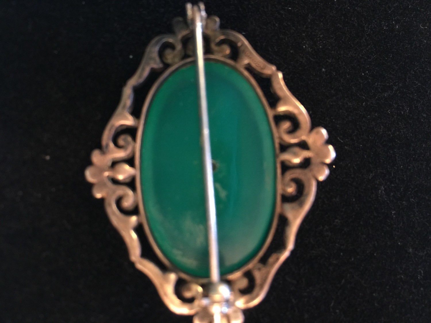 1920's MARCASITE & Crystaphase Sterling Pin Brooch Germany