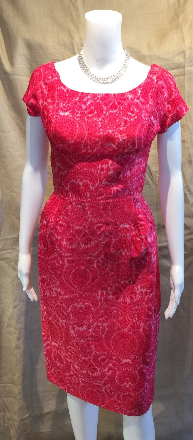 Pink Silk Print WIGGLE Dress with Jacket