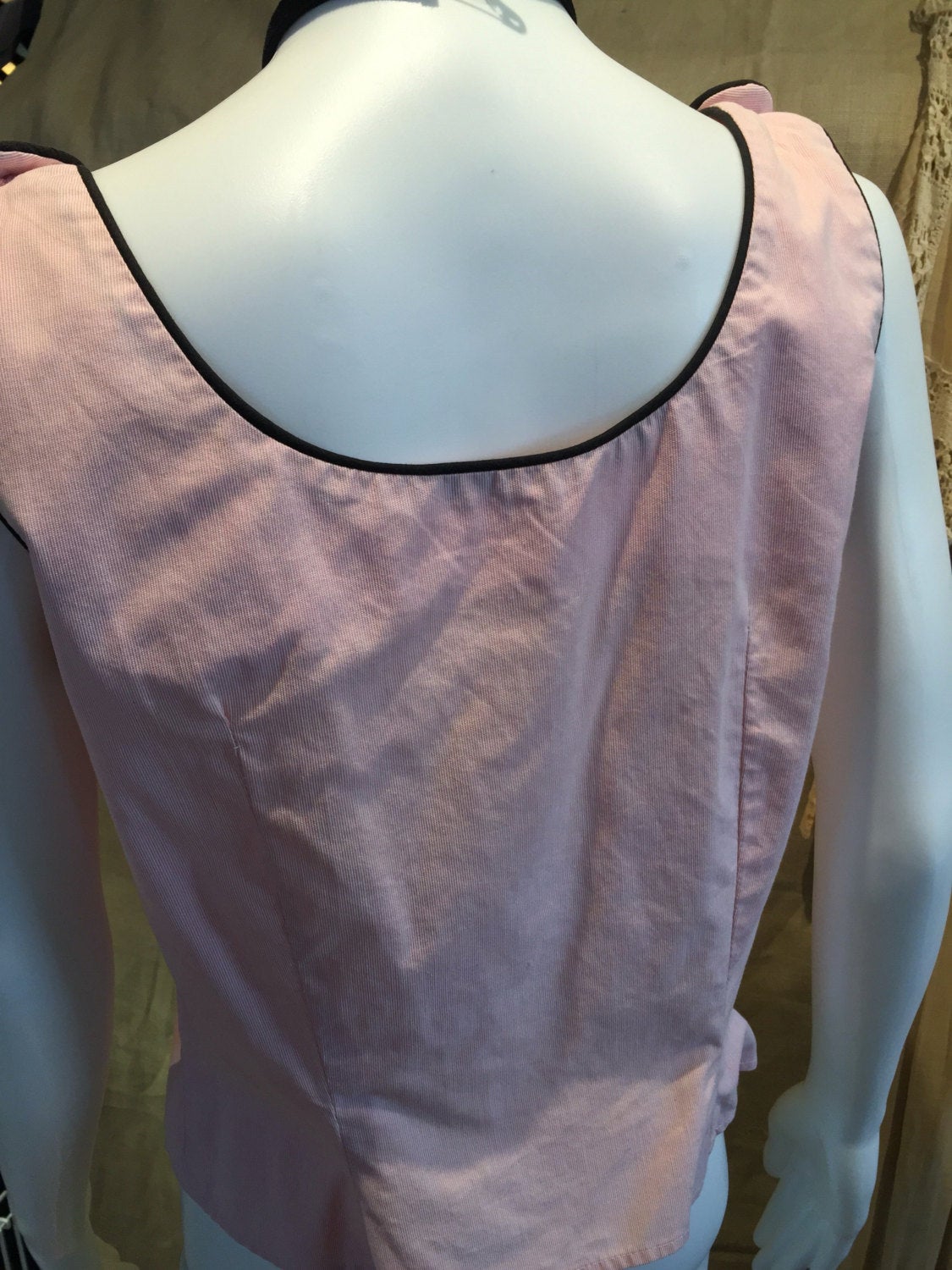 VTG Button afront Tank Top Blouse Pink & Black 40"-32"