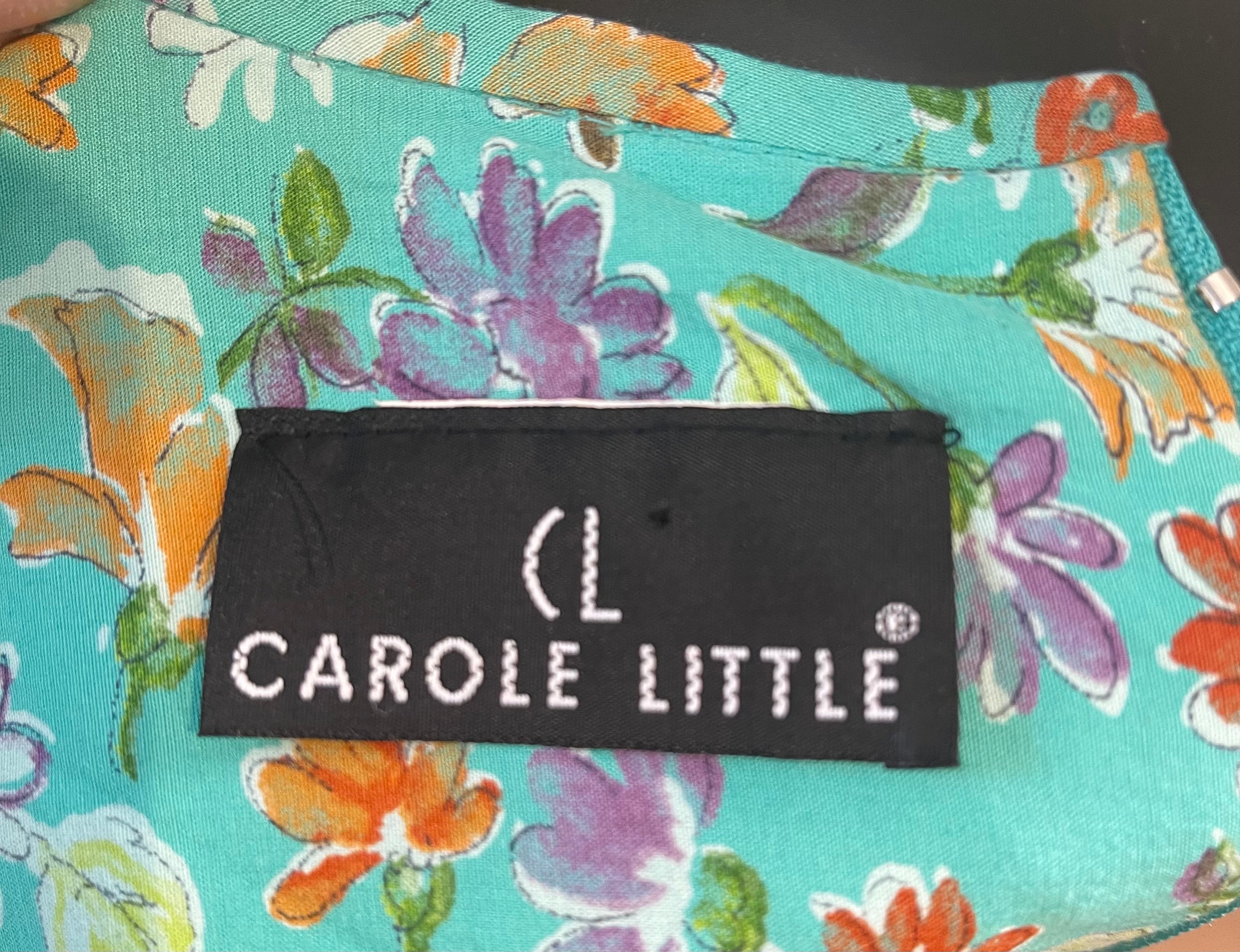 Vtg CAROLE LITTLE Rayon Print Dress 80s does 40s