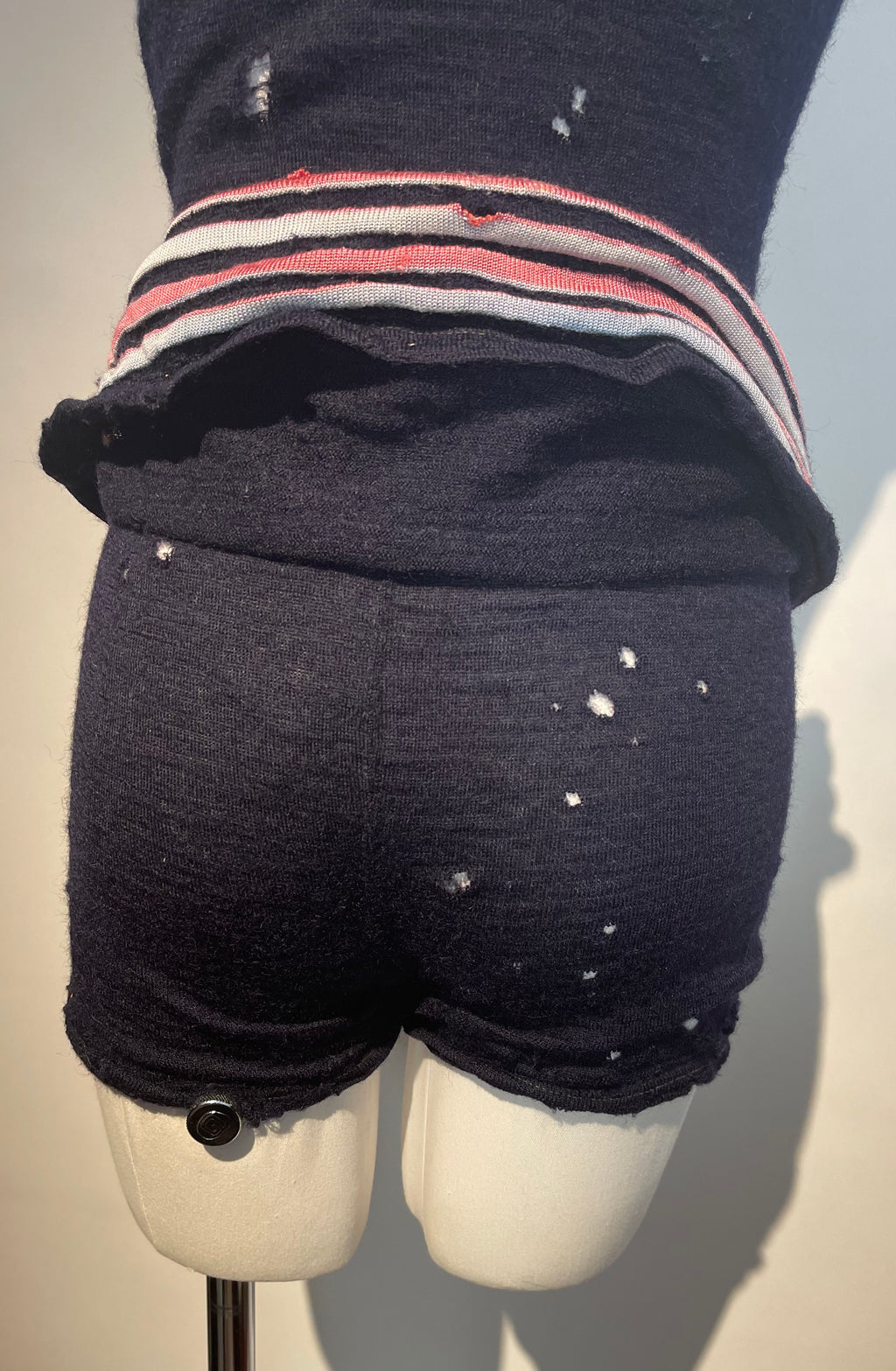 Vtg 1900 Wool Bathing Suit “HOLEY”