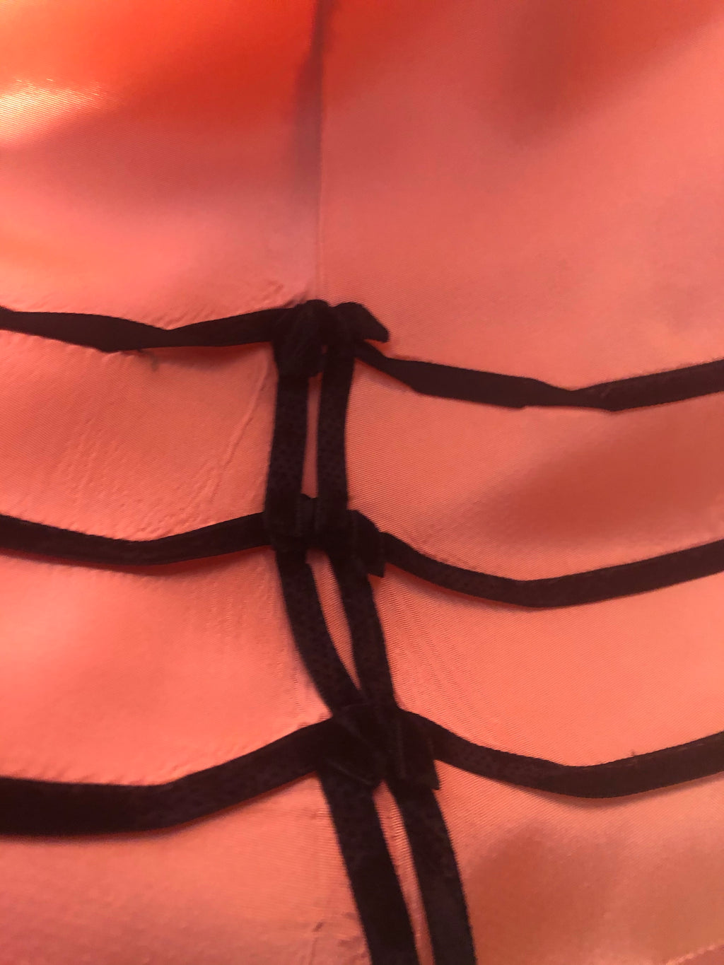 Vtg 1950s Pink & Black Taffeta Party Dress Boho Hippy