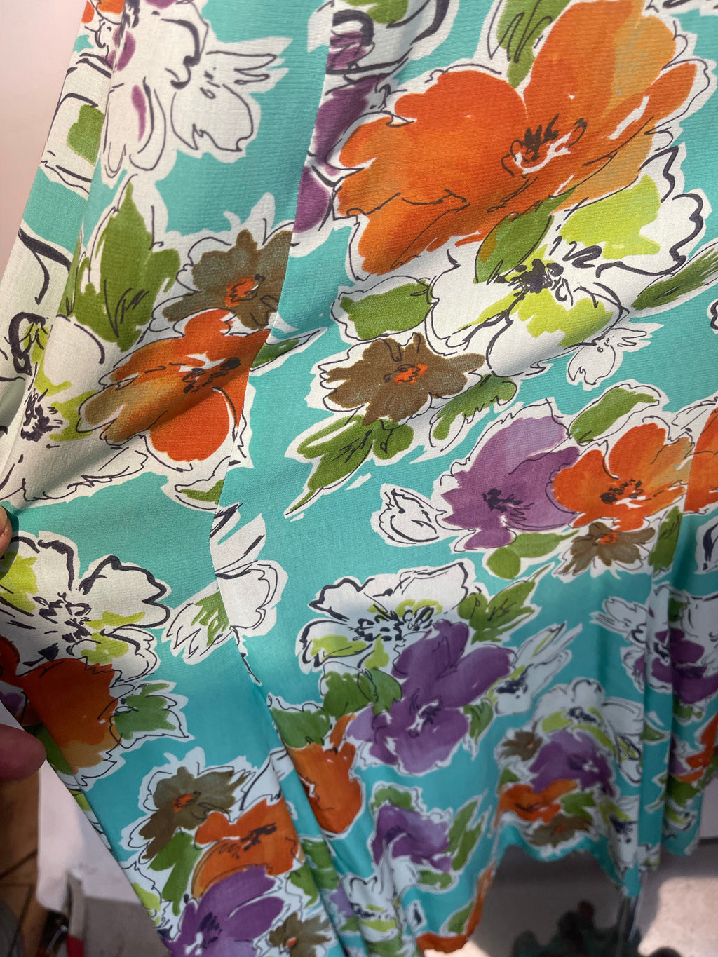 Vtg CAROLE LITTLE Rayon Print Dress 80s does 40s