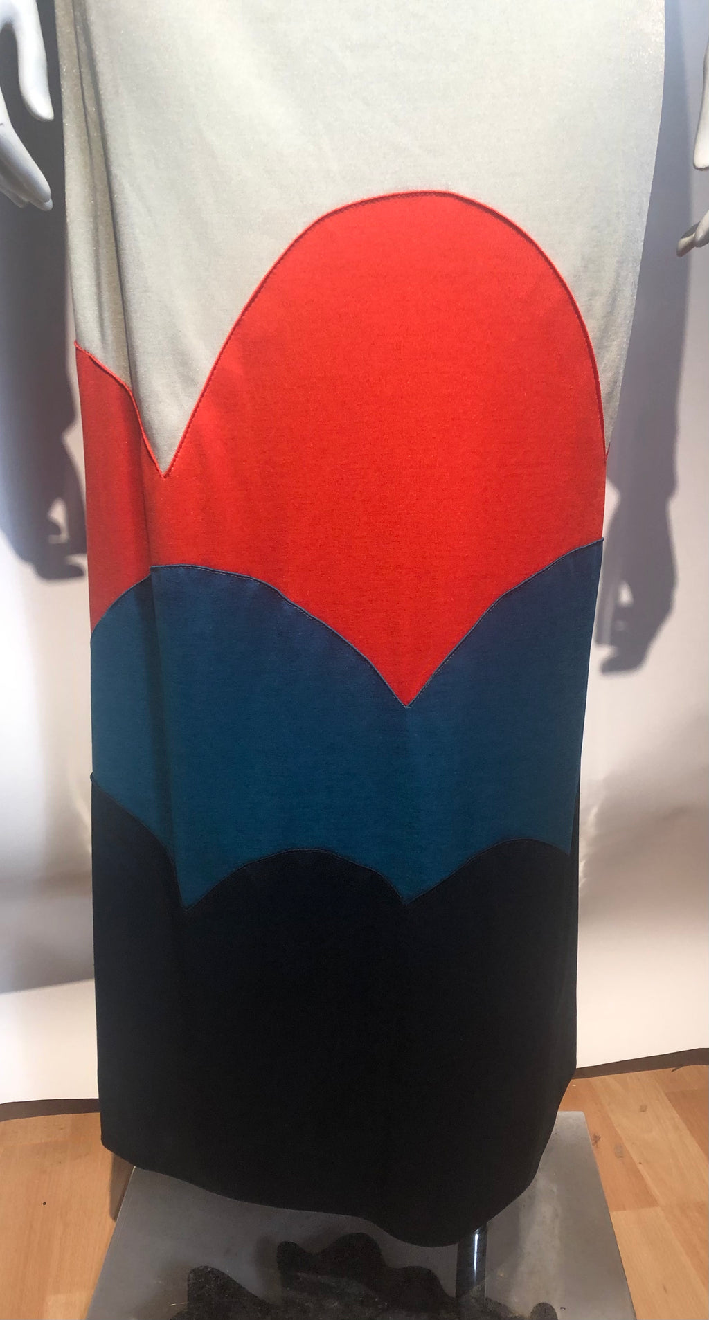 Vtg 1970s Slinky Graphic Disco Dress Studio 54 size XS