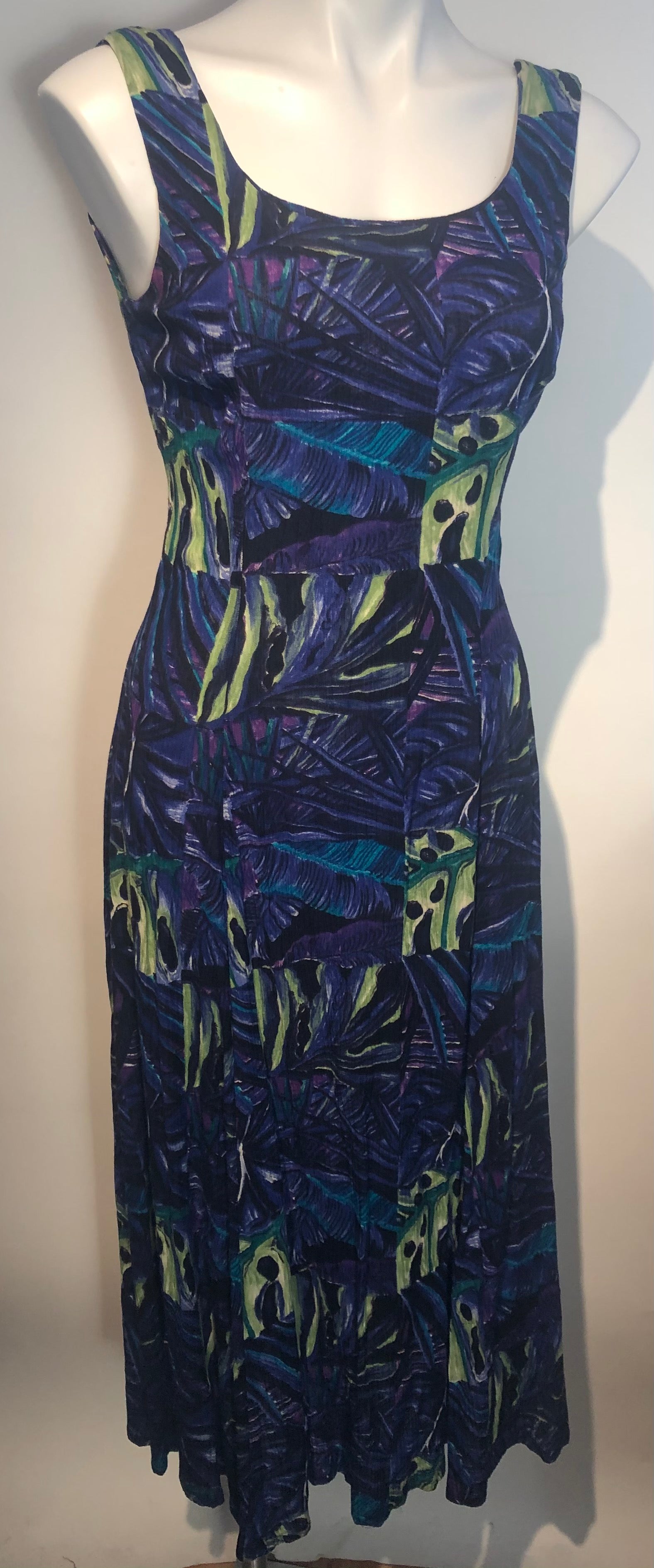 90s Summer Sundress Rayon Print Open Back