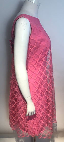 1960s Hot Pink Dress Full Net Trapeze over Fitted Sheath