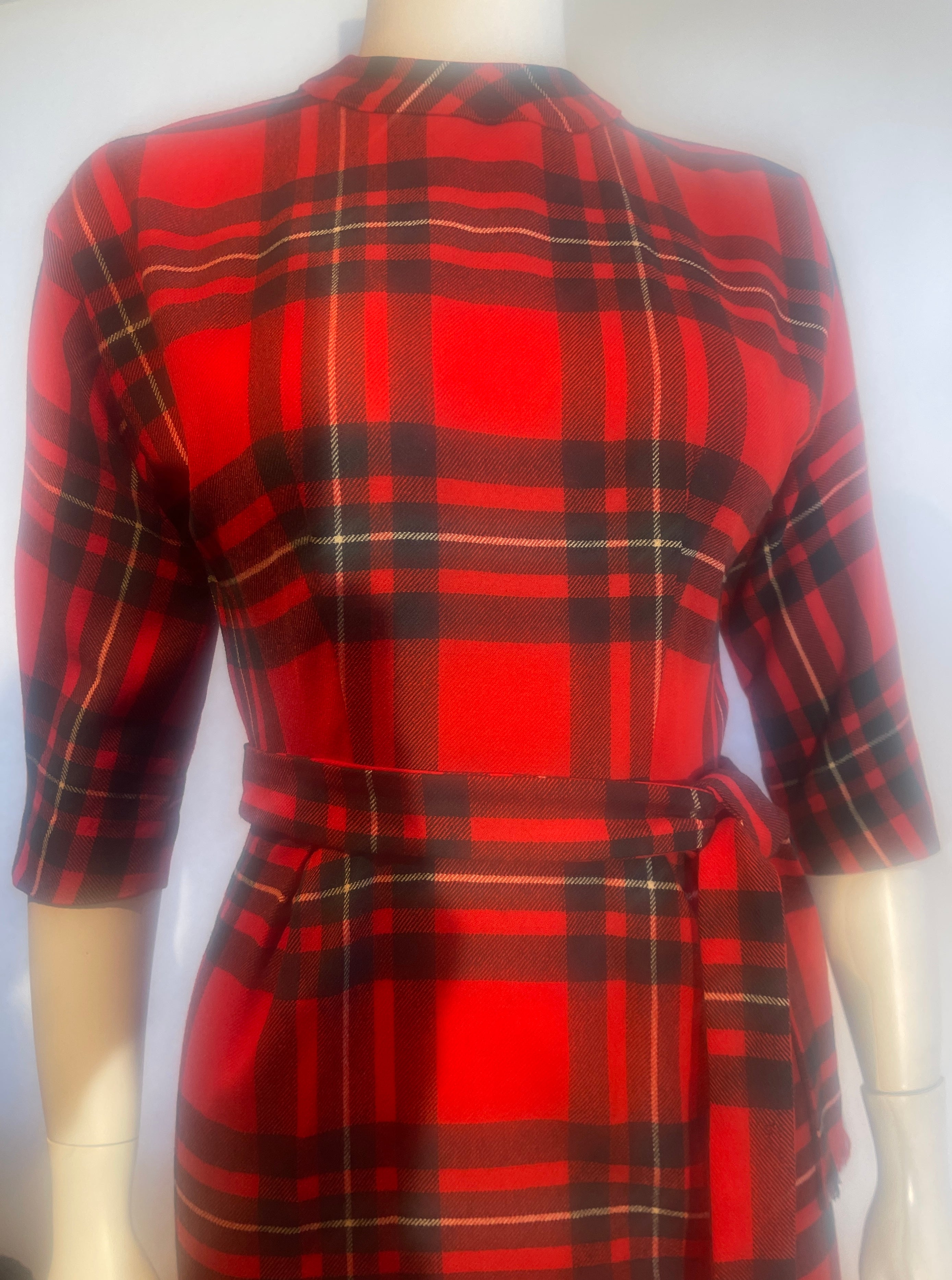 50s-60s Christmas PLAID DRESS