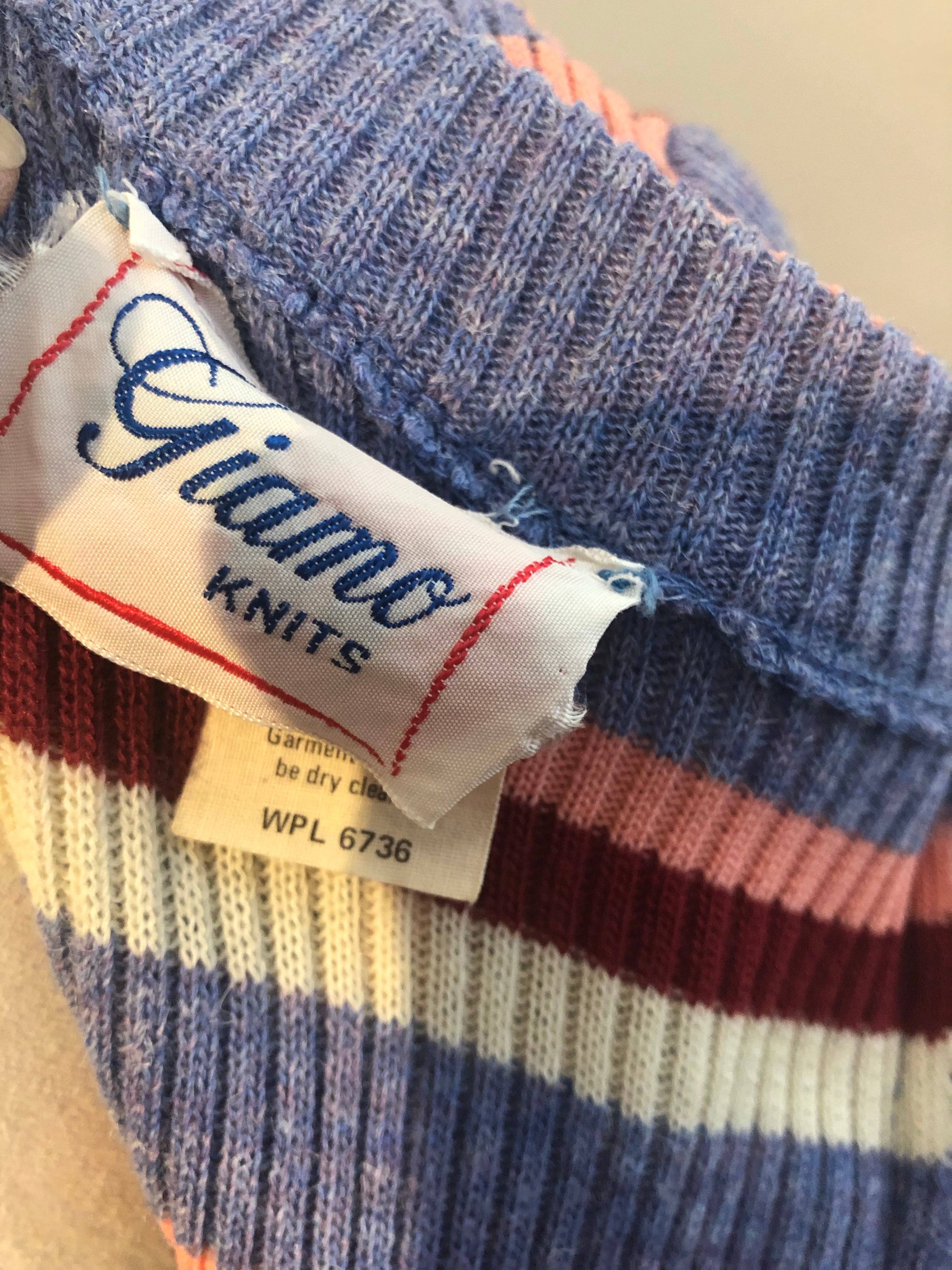 Vtg 1970s Graphic Long Intarsia Knit Dress Boho Hippy