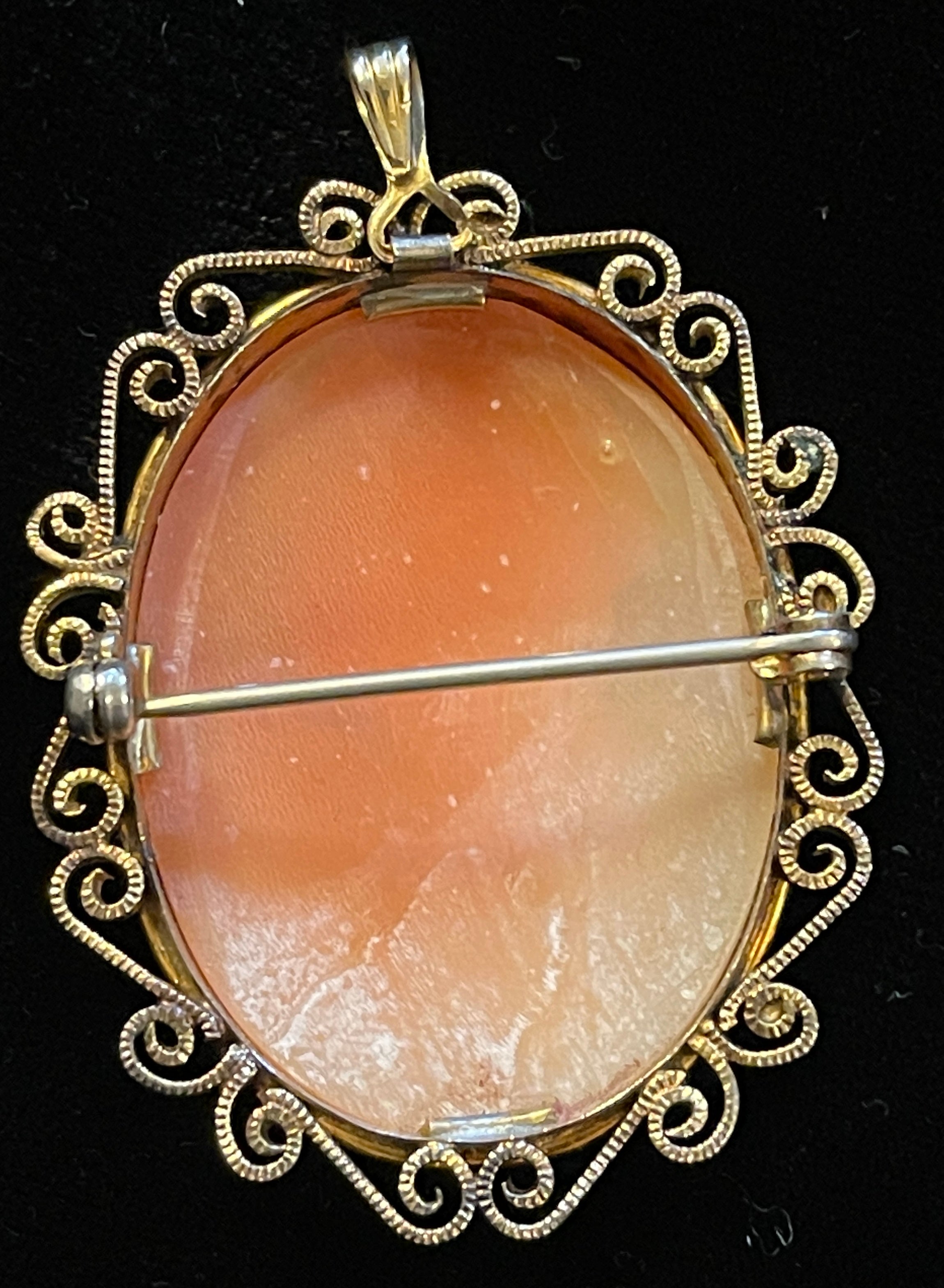 Genuine 50s Shell Cameo Scroll Setting