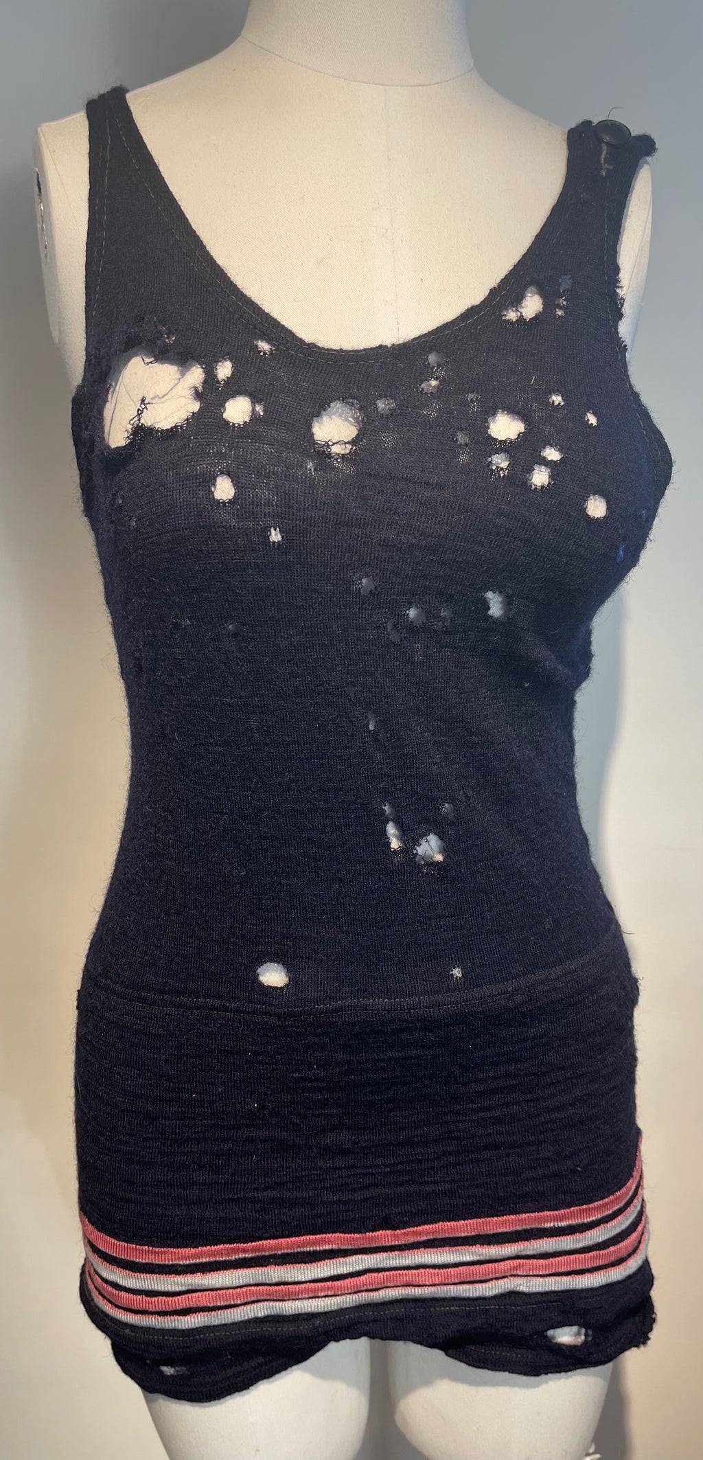 Vtg 1900 Wool Bathing Suit “HOLEY”