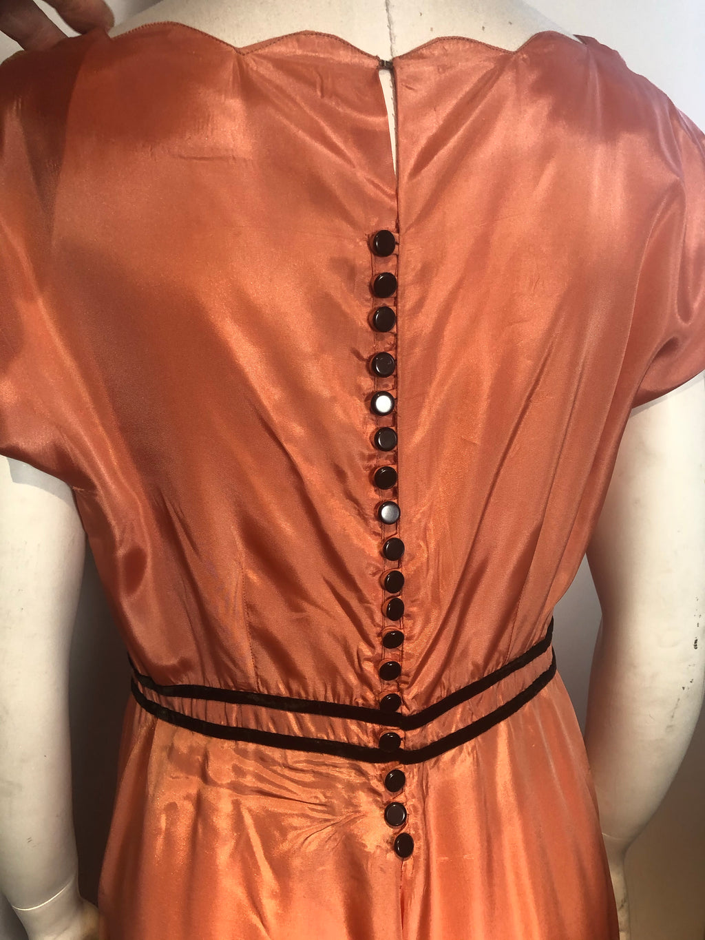 Vtg 1950s Pink & Black Taffeta Party Dress Boho Hippy