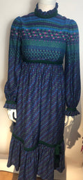 1970s MIGNON DRESS Wool Challis Lined Boho Hippy