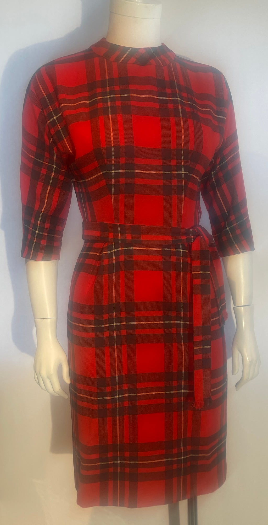 50s-60s Christmas PLAID DRESS