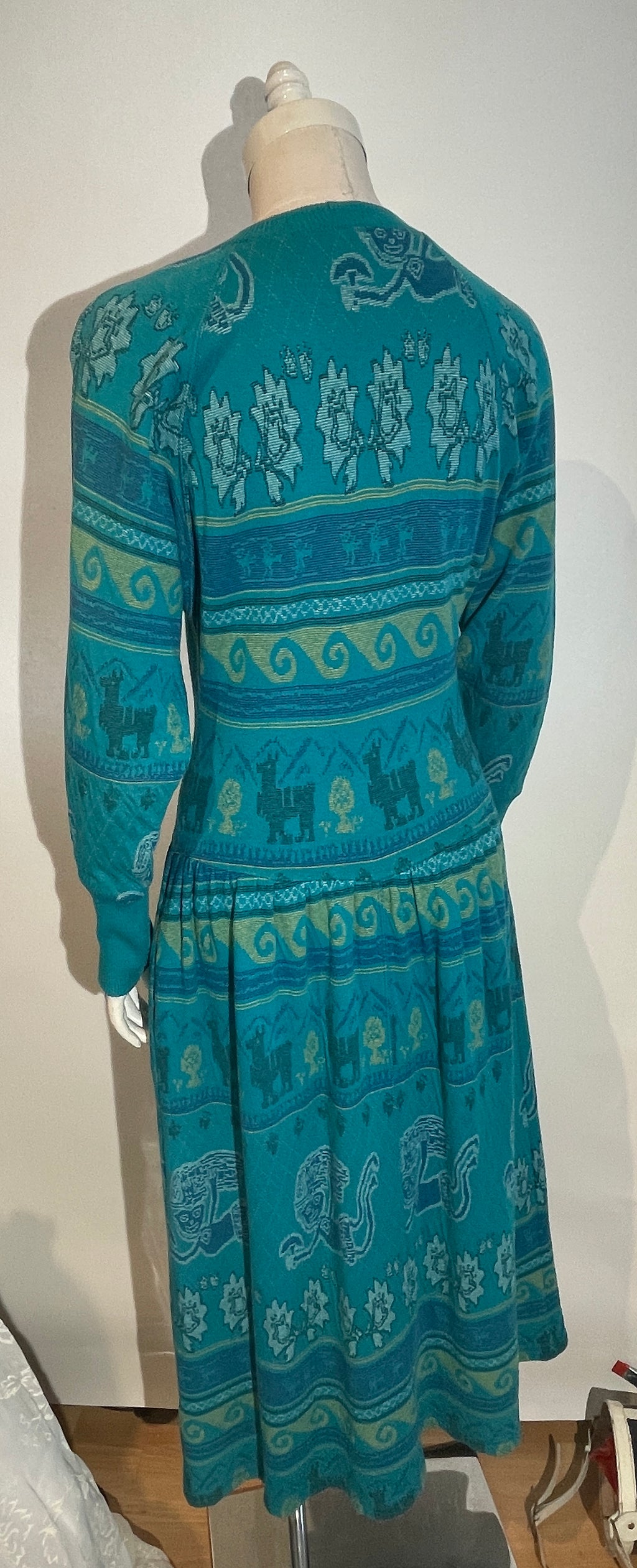 70s Christian de Castelnau Intarsia Knit Dress
